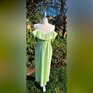 ZABA-  Lime Green Ruffle Maxi Dress